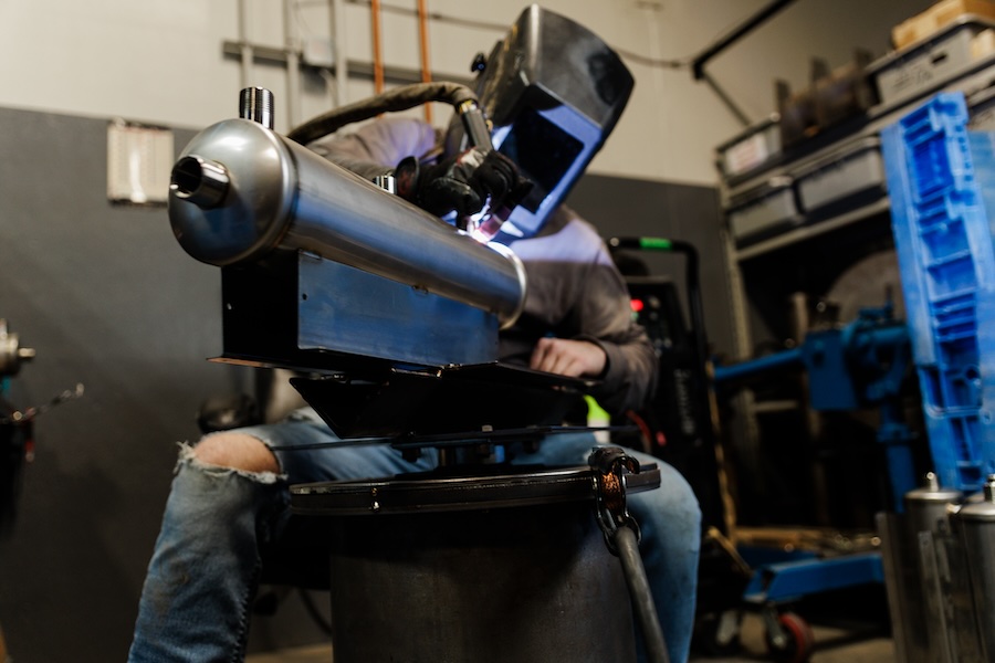 welding a custom tank.